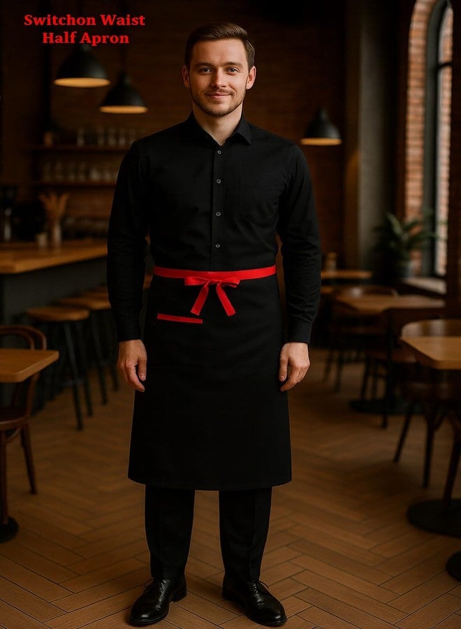 Switchon Polyester Waist Multipurpose Free Size unisex Apron - Proudly Made in India (Black) - Image 2
